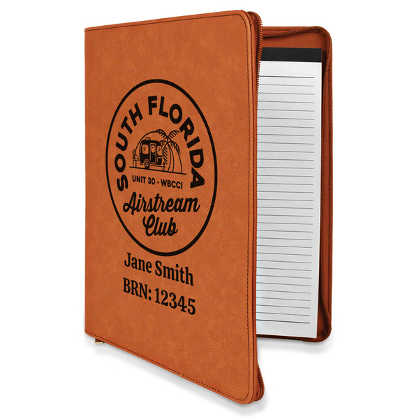 Custom South Florida Airstream Club Logo Leatherette Zipper Portfolio with Notepad