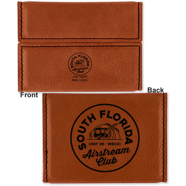 South Florida Airstream Club Logo Leather Business Card Holder - Front Back