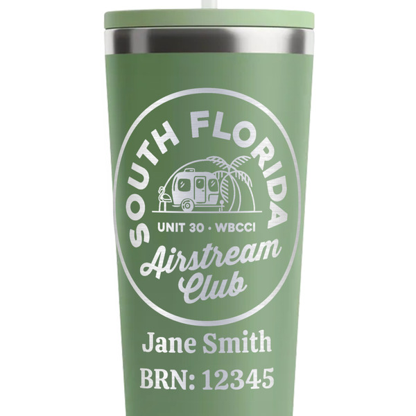 South Florida Airstream Club Logo Light Green RTIC Everyday Tumbler - 28 oz. - Close Up