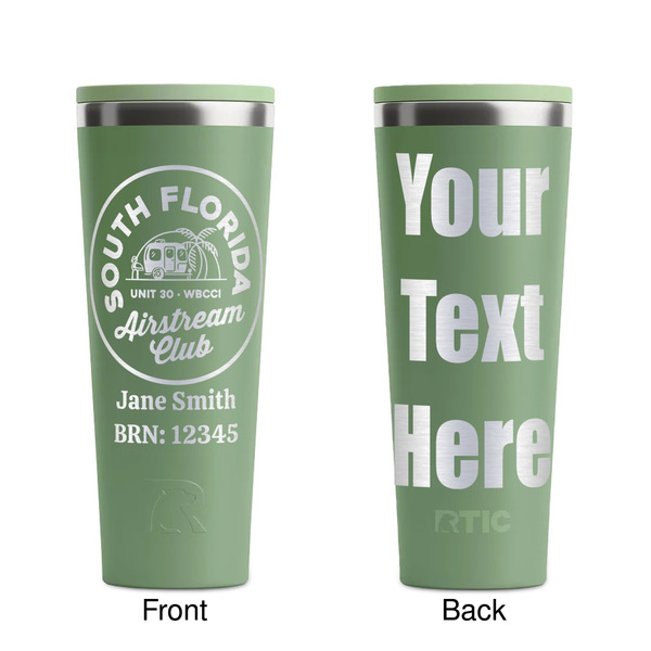 South Florida Airstream Club Logo Light Green RTIC Everyday Tumbler - 28 oz. - Front and Back