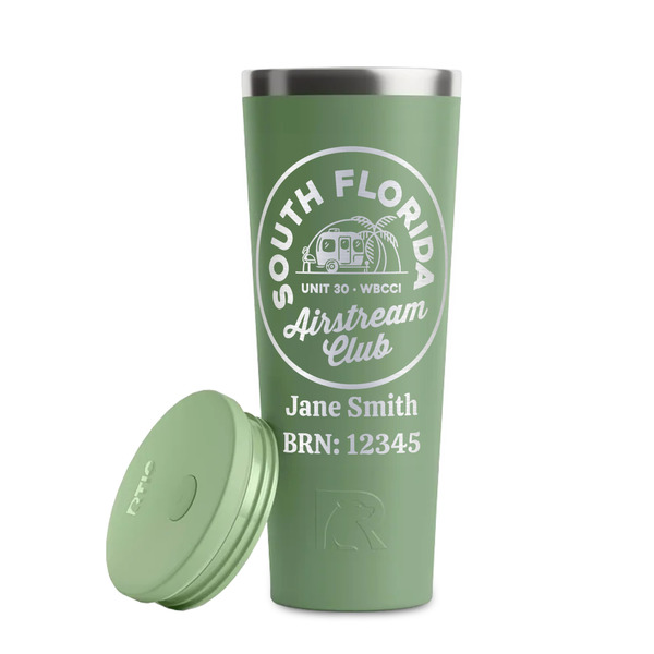 South Florida Airstream Club Logo Light Green RTIC Everyday Tumbler - 28 oz. - Lid Off