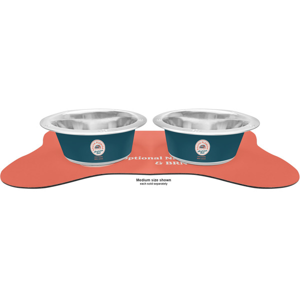South Florida Airstream Club Logo Metal Pet Bowls - On Dog Bone Shaped Mat