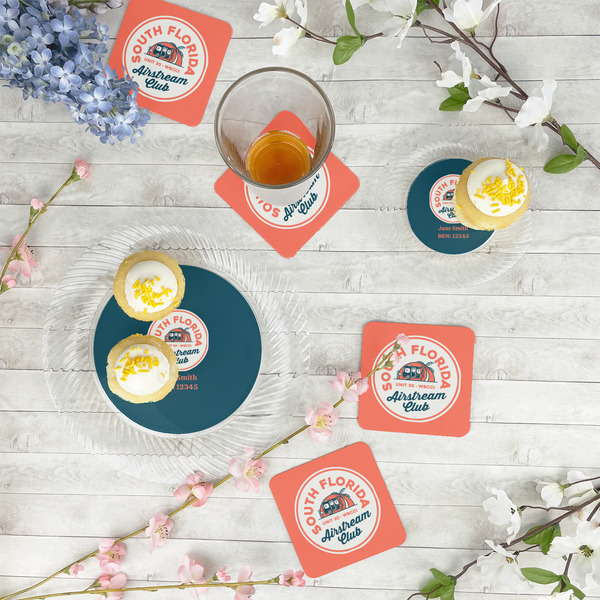 South Florida Airstream Club Logo Paper Coasters - In Context