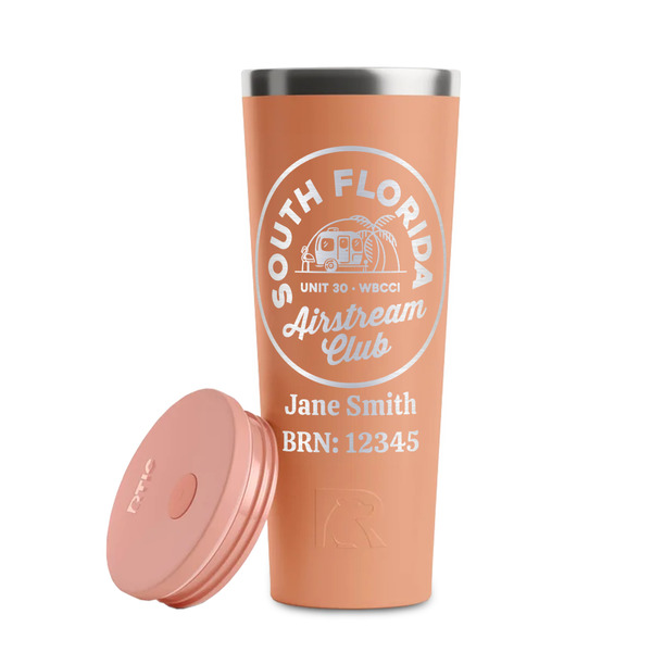 South Florida Airstream Club Logo Peach RTIC Everyday Tumbler - 28 oz. - Lid Off