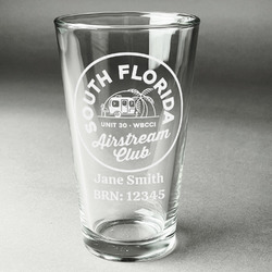 South Florida Airstream Club Logo Pint Glass - Laser Engraved