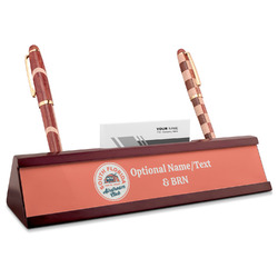 South Florida Airstream Club Logo Red Mahogany Nameplate with Business Card Holder