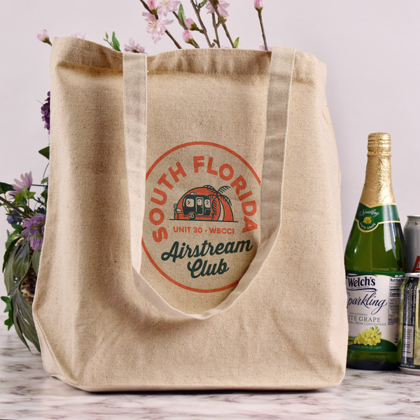 South Florida Airstream Club Logo Reusable Cotton Grocery Bag - In Context