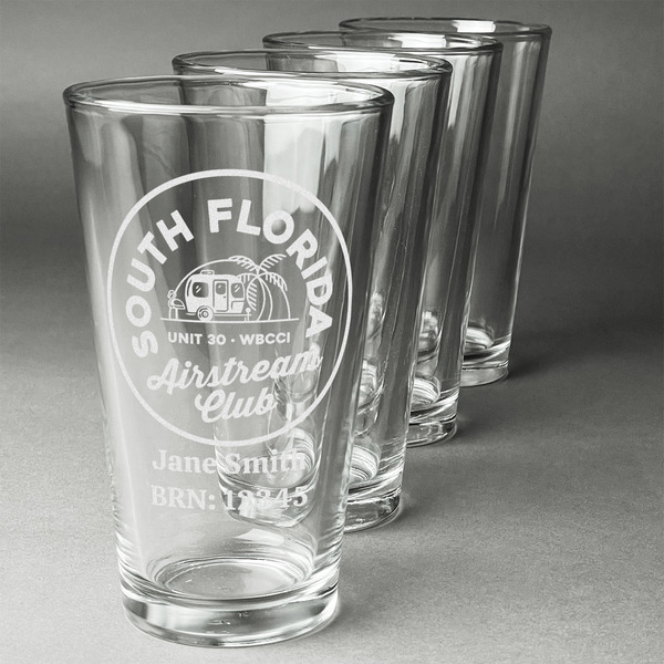 South Florida Airstream Club Logo Set of Four Engraved Pint Glasses - Set View