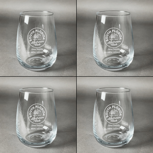 South Florida Airstream Club Logo Set of Four Personalized Stemless Wineglasses (Approval)