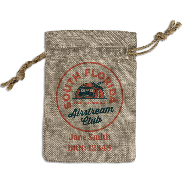 South Florida Airstream Club Logo Small Burlap Gift Bag - Front