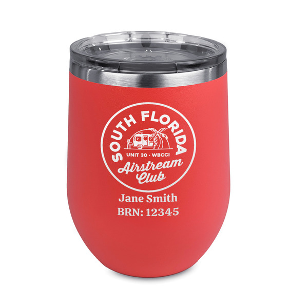 Custom South Florida Airstream Club Logo Stemless Stainless Steel Wine Tumbler - Coral - Double-Sided