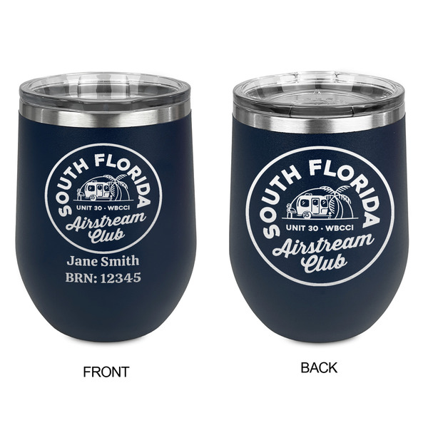 South Florida Airstream Club Logo Stainless Wine Tumblers - Navy - Double Sided - Approval