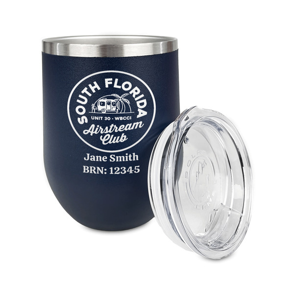 South Florida Airstream Club Logo Stainless Wine Tumblers - Navy - Single Sided - Alt View