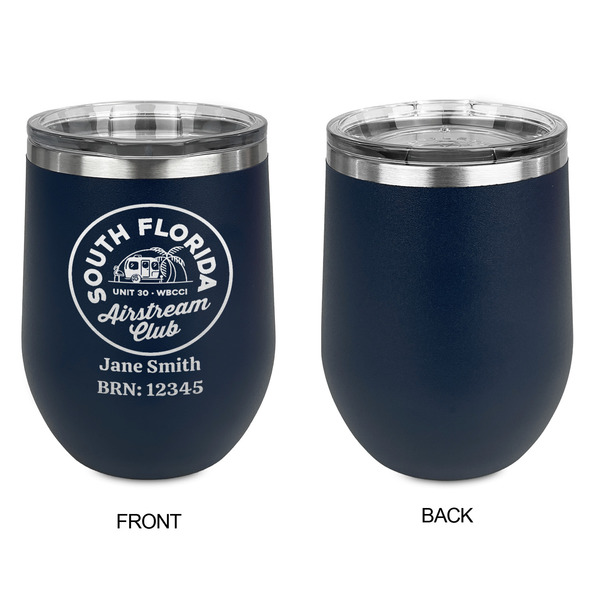 South Florida Airstream Club Logo Stainless Wine Tumblers - Navy - Single Sided - Approval