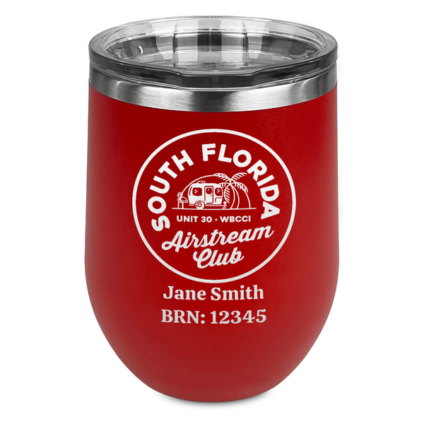 Custom South Florida Airstream Club Logo Stemless Stainless Steel Wine Tumbler - Red - Single-Sided