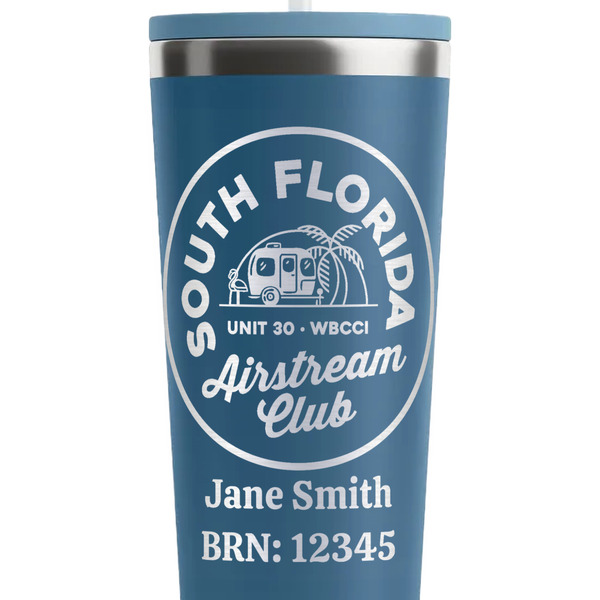 South Florida Airstream Club Logo Steel Blue RTIC Everyday Tumbler - 28 oz. - Close Up