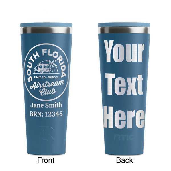 South Florida Airstream Club Logo Steel Blue RTIC Everyday Tumbler - 28 oz. - Front and Back