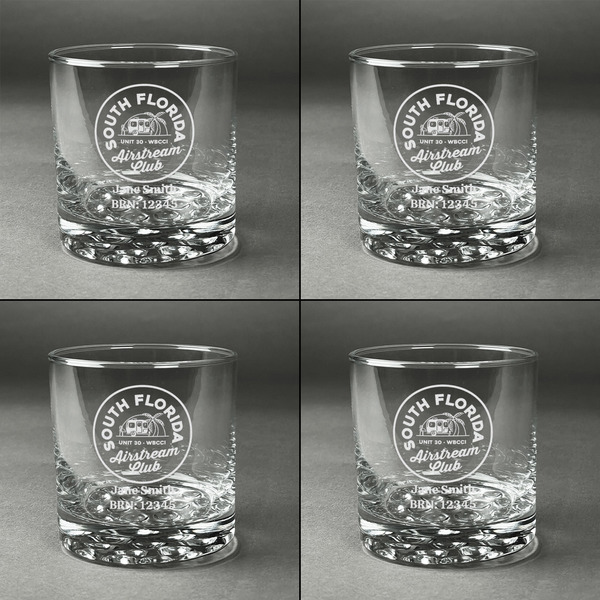 South Florida Airstream Club Logo Whiskey Glasses - Set of 4 - Front