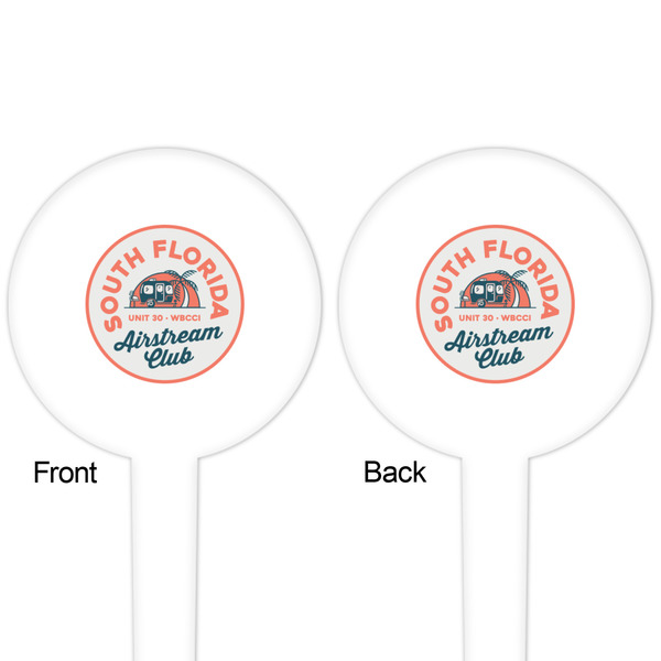 South Florida Airstream Club Logo White Plastic 4" Food Pick - Round - Double Sided - Front & Back