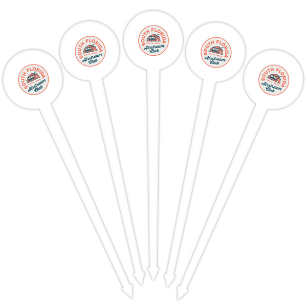 South Florida Airstream Club Logo White Plastic 4" Food Pick - Round - Fan View