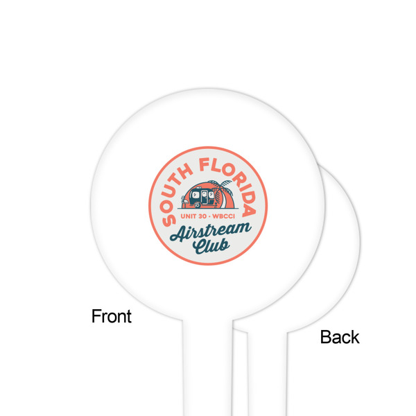 South Florida Airstream Club Logo White Plastic 4" Food Pick - Round - Single Sided - Front & Back
