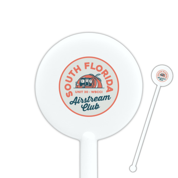 Custom South Florida Airstream Club Logo 5.5" Round Plastic Stir Sticks - White - Single-Sided