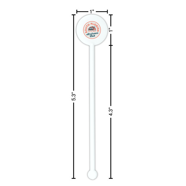 South Florida Airstream Club Logo White Plastic 5.5" Stir Stick - Round - Dimensions