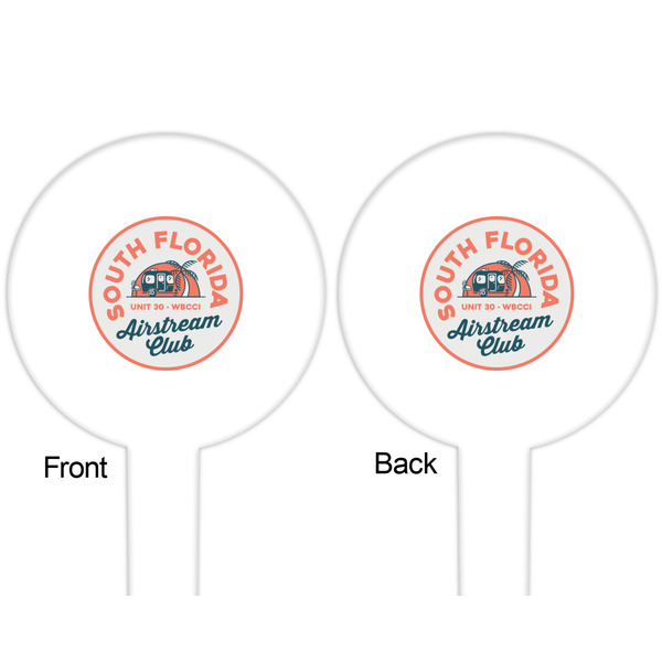 South Florida Airstream Club Logo White Plastic 6" Food Pick - Round - Double Sided - Front & Back