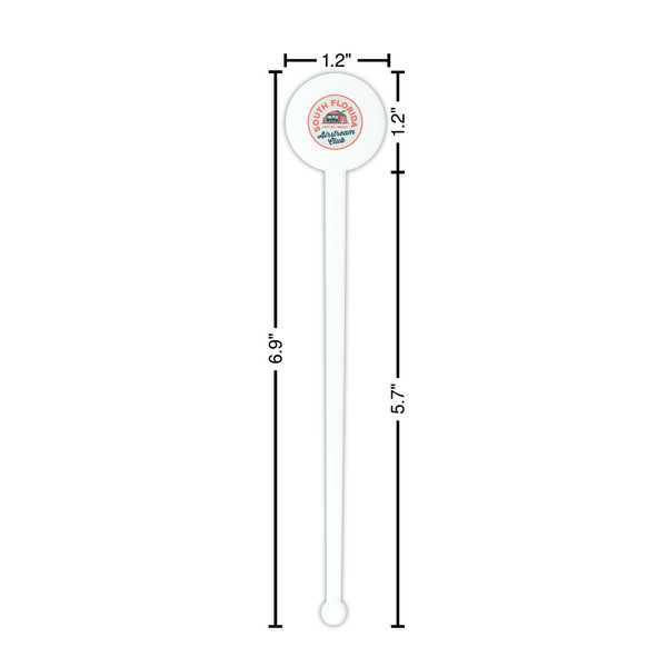 South Florida Airstream Club Logo White Plastic 7" Stir Stick - Round - Dimensions