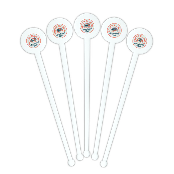South Florida Airstream Club Logo White Plastic 7" Stir Stick - Round - Fan View