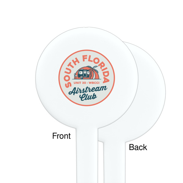 South Florida Airstream Club Logo White Plastic 7" Stir Stick - Single Sided - Round - Front & Back