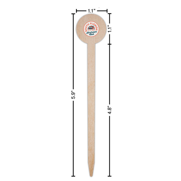 South Florida Airstream Club Logo Wooden 6" Food Pick - Round - Dimensions