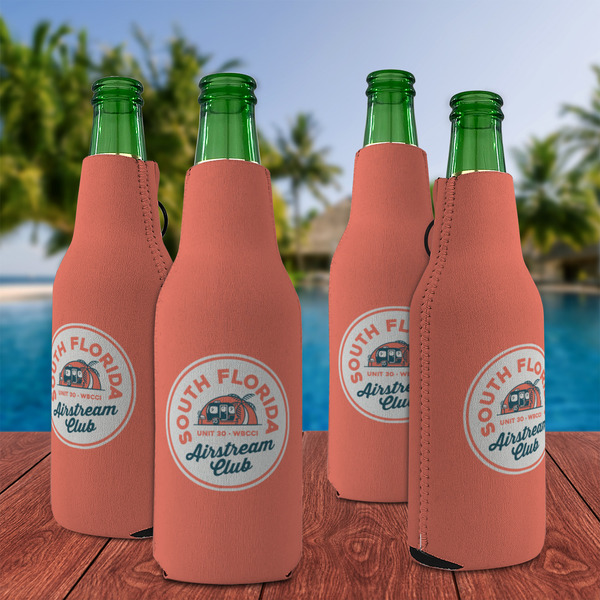 South Florida Airstream Club Logo Zipper Bottle Cooler - Set of 4 - Lifestyle
