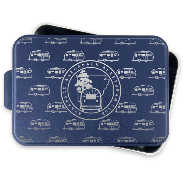 Arkansas Razorback Airstream Club Logo Aluminum Baking Pan - Navy Lid - FRONT w/lid off