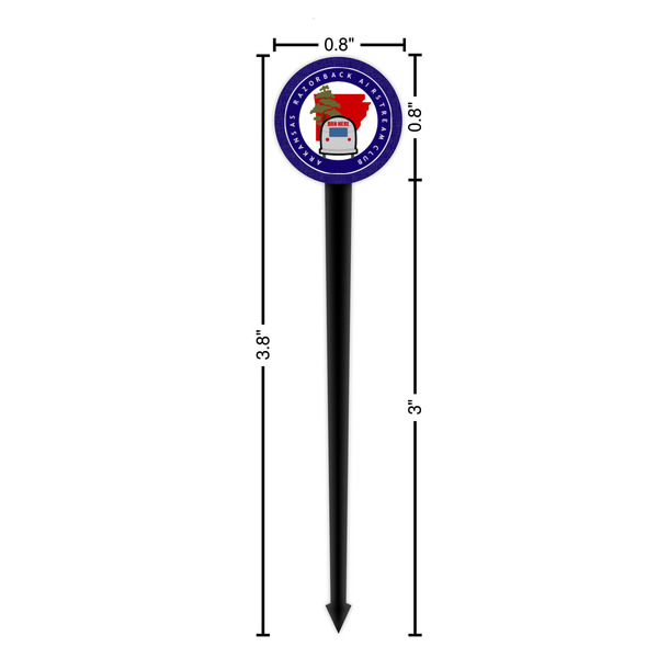Arkansas Razorback Airstream Club Logo Black Plastic 4" Food Pick - Round - Dimensions