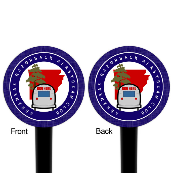 Arkansas Razorback Airstream Club Logo Black Plastic 4" Food Pick - Round - Double Sided - Front & Back