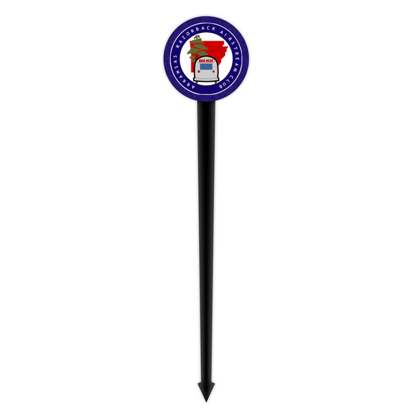 Arkansas Razorback Airstream Club Logo Black Plastic 4" Food Pick - Round - Single Pick