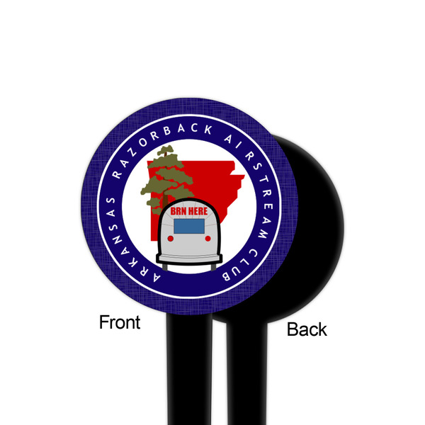 Arkansas Razorback Airstream Club Logo Black Plastic 4" Food Pick - Round - Single Sided - Front & Back