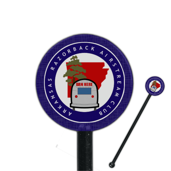 Custom Arkansas Razorback Airstream Club Logo 5.5" Round Plastic Stir Sticks - Black - Single-Sided
