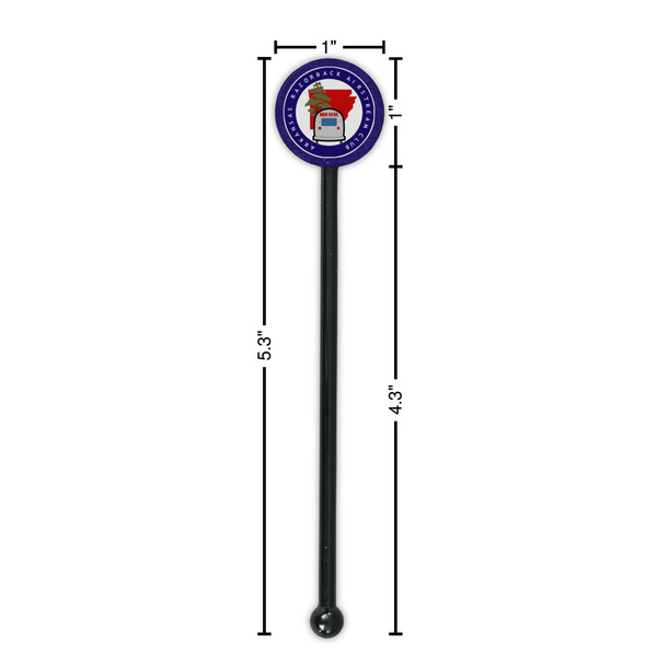 Arkansas Razorback Airstream Club Logo Black Plastic 5.5" Stir Stick - Round - Dimensions