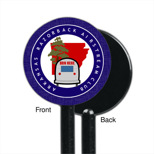 Arkansas Razorback Airstream Club Logo Black Plastic 5.5" Stir Stick - Single Sided - Round - Front & Back