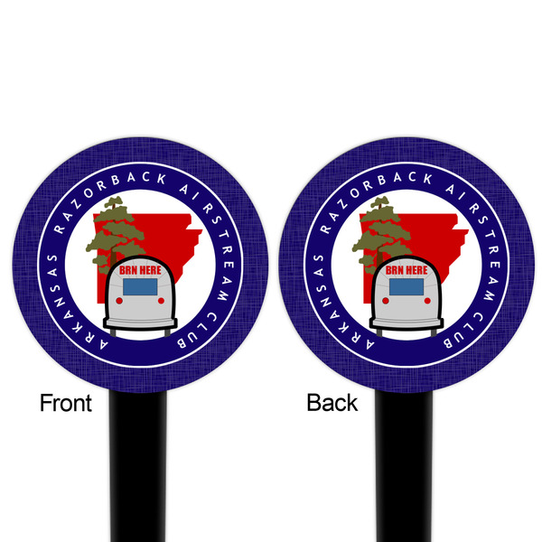 Arkansas Razorback Airstream Club Logo Black Plastic 6" Food Pick - Round - Double Sided - Front & Back