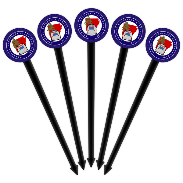 Arkansas Razorback Airstream Club Logo Black Plastic 6" Food Pick - Round - Fan View