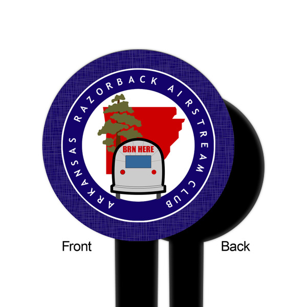 Arkansas Razorback Airstream Club Logo Black Plastic 6" Food Pick - Round - Single Sided - Front & Back