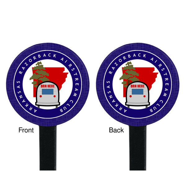 Arkansas Razorback Airstream Club Logo Black Plastic 7" Stir Stick - Double Sided - Round - Front & Back