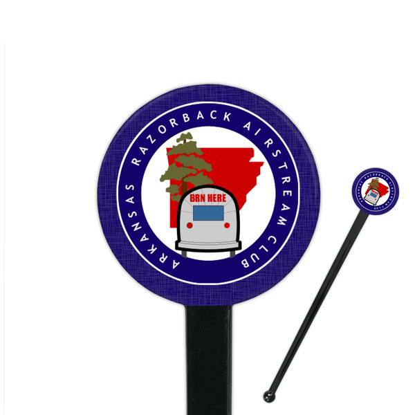 Custom Arkansas Razorback Airstream Club Logo 7" Round Plastic Stir Sticks - Black - Single-Sided