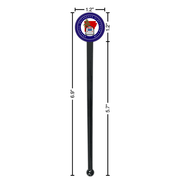 Arkansas Razorback Airstream Club Logo Black Plastic 7" Stir Stick - Round - Dimensions