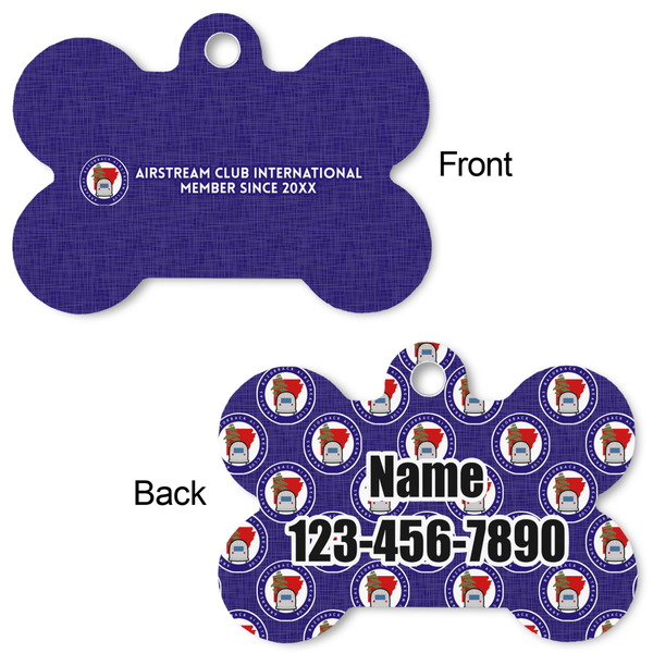 Arkansas Razorback Airstream Club Logo Bone Shaped Dog ID Tag - Large - Front & Back View