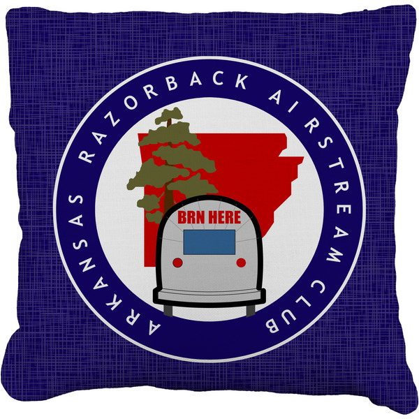 Custom Arkansas Razorback Airstream Club Logo Faux-Linen Throw Pillow 18"