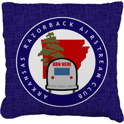 Arkansas Razorback Airstream Club Logo Faux-Linen Throw Pillow